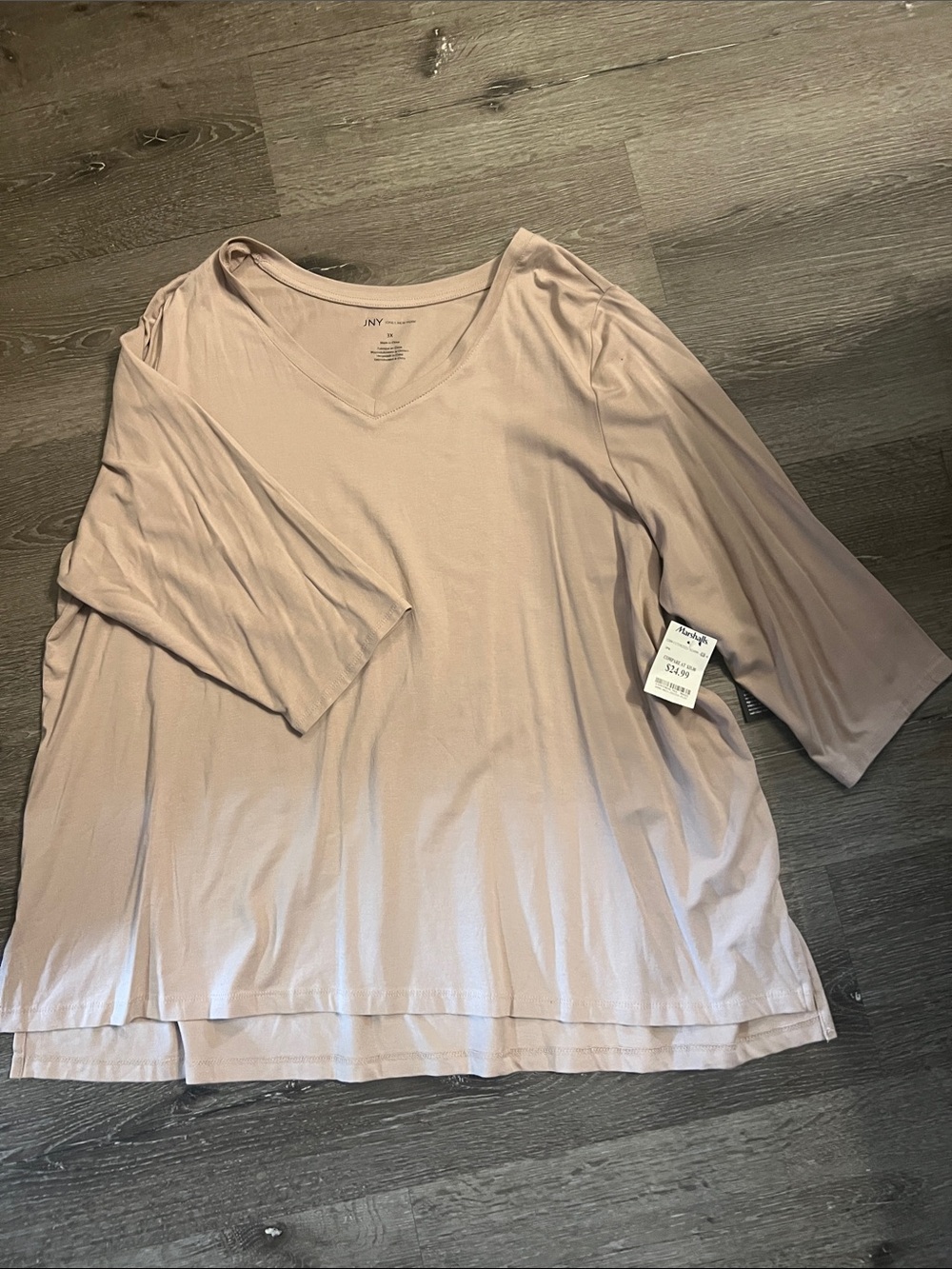 Jones New York Blush V-Neck 3/4 Sleeve Tunic